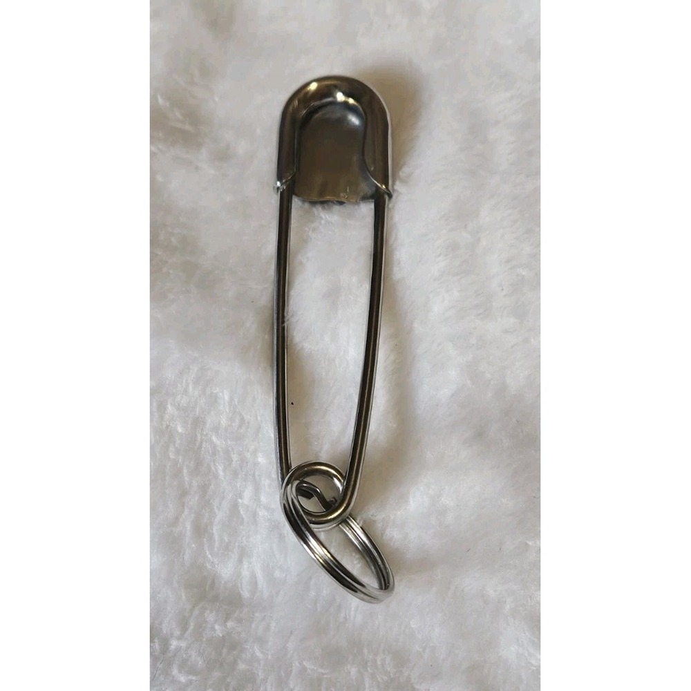 Vtg Turquoise Large Safety Pin Keychain Native American Style 3 Inch - Picture 3 of 5